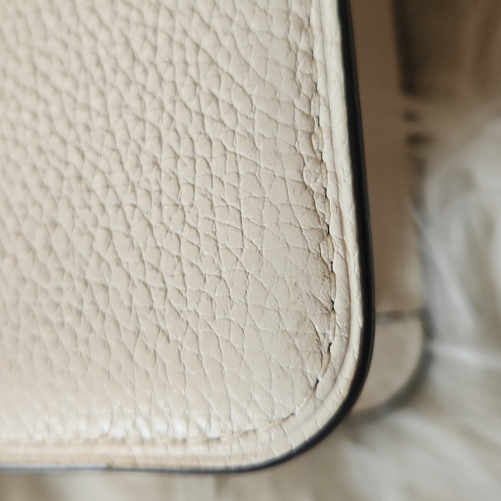COACH Logo Closure Pebbled Leather Shoulder Bag in white/chalk/brass - Picture 14 of 17